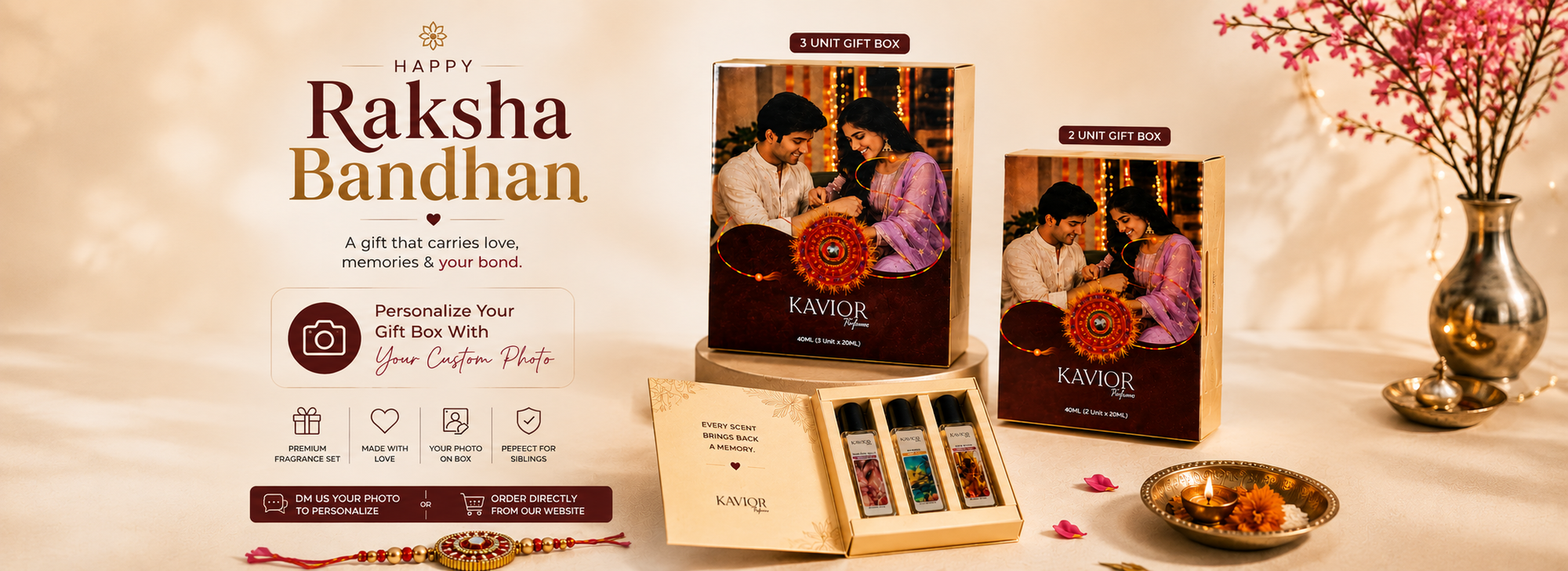 Pack Of 2 Personalized Raksha Bandhan Perfume Gift – KAVIOR Perfumes Bundle Banner | KAVIOR Premium Fragrances