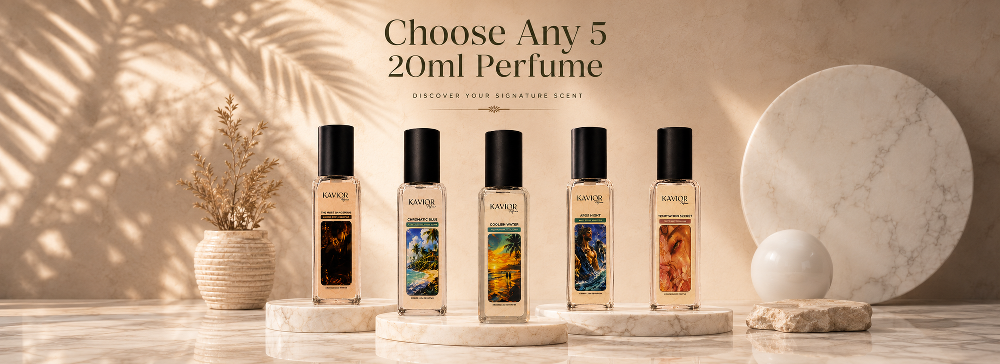 Choose Any 5 20ml Perfume - Inspired Perfume Bundle Banner | KAVIOR Premium Fragrances