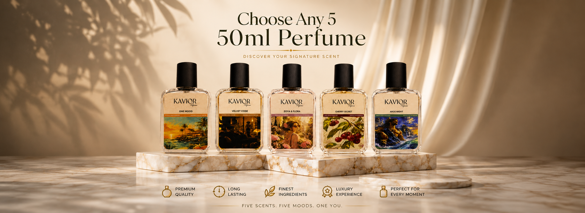 Choose Any 5 50ml Perfume - Inspired Perfume Bundle Banner | KAVIOR Premium Fragrances